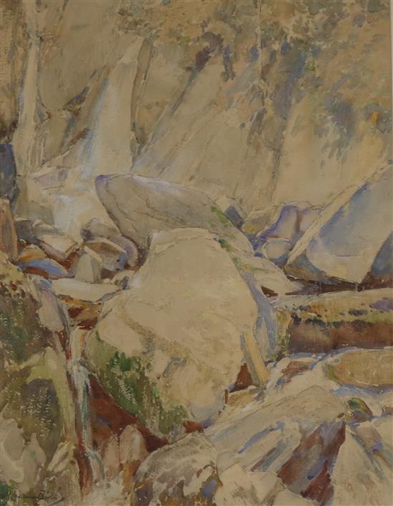 Samuel Lamorna Birch (1869-1955), Rocky Ghyll, signed, watercolour